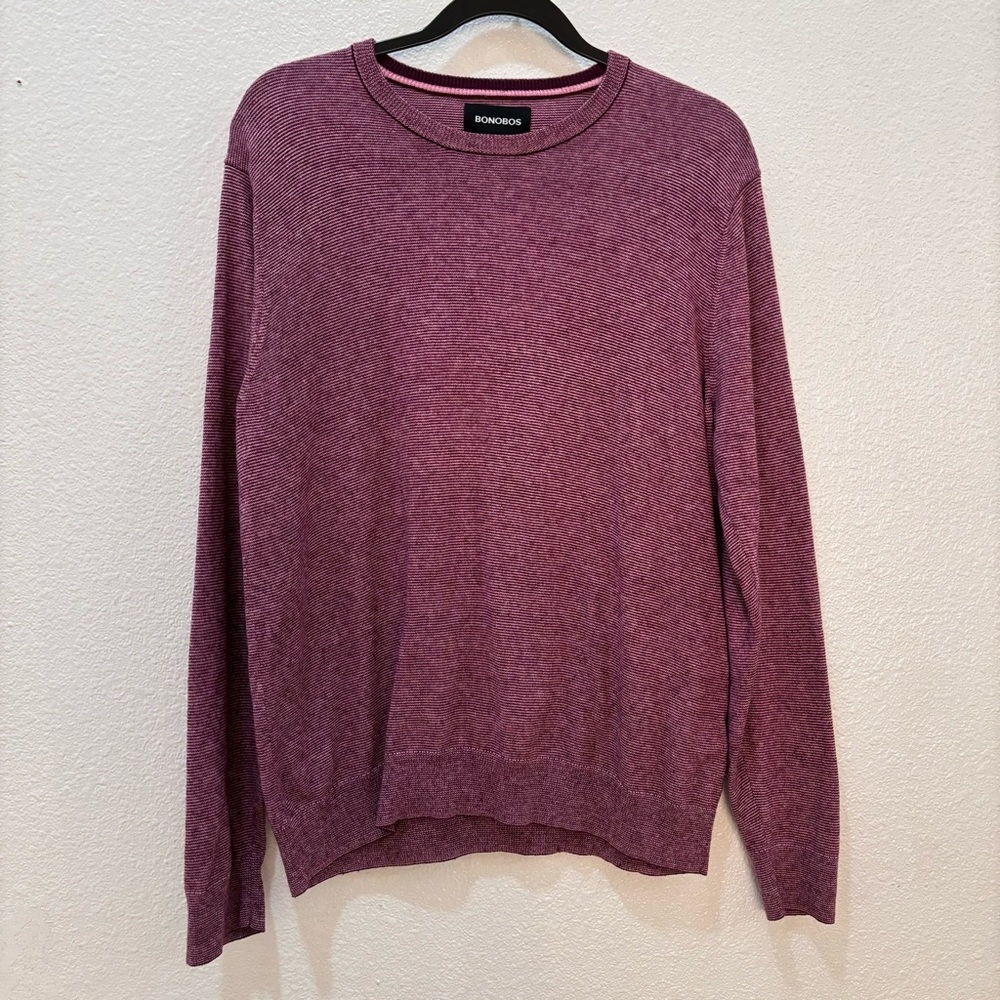 Bonobos | maroon pink crewneck pullover sweater cotton cashmere